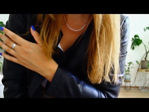 ASMR ✨ - requested leather jacket and gloves video / face touching