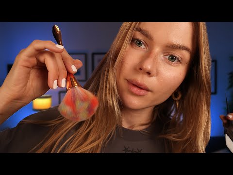 ASMR Brushing Your Face, Ears & Hair To Help You Sleep