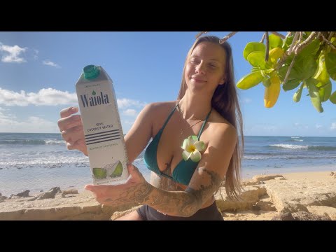 Another ASMR 🥥🫧🩵 coconut water, taps, scratches, ocean sounds