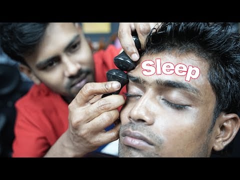Cold Stone Massage Is Good For Deep Sleep | ASMR Oil Head Massage With Satisfying Sounds