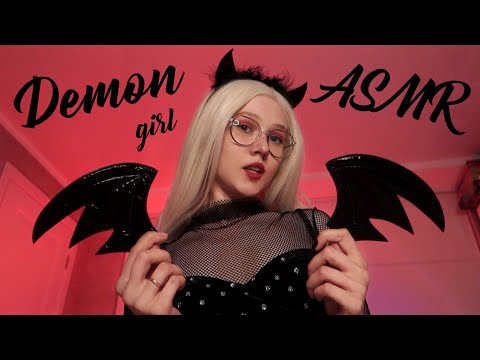 ASMR Demon girl helps you relax tapping scratching mouths sounds 👠