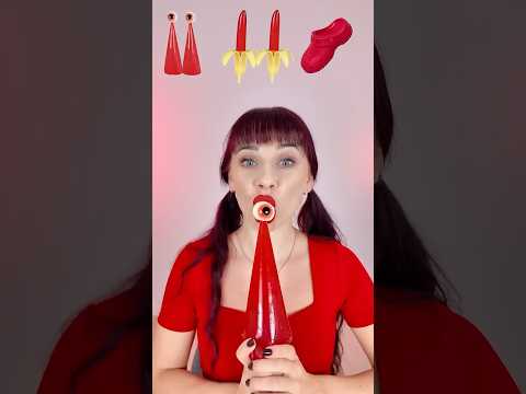 ASMR Red Candy, Eyeball Jelly, Banana, Gummy Slippers #mukbang