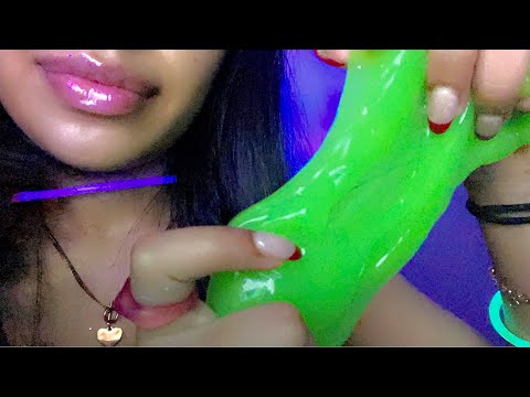 ASMR~ Satisfying Playing w/ Dollar Tree Slimes + Whispering (Slime triggers)