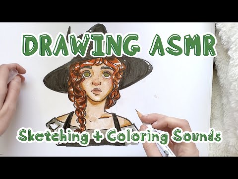 ASMR Draw With Me! // Soft Spoken Sketching + Coloring!