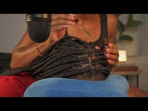 ASMR Real Person Scalp Oiling on Braids ♡ Sensory Test & Scalp Picking