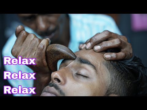 Uncle Barber Doing ASMR Gua Sha Head Massage For Deep Sleep | Neck Cracking Head Massage ASMR