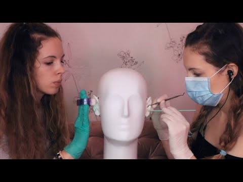 Twin Ear Examination ASMR  Ear Cleaning For Sleep & Tingles