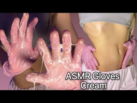 [4K USA] ASMR Gloves & Cream on Belly (tapping, scratching, rubbing)
