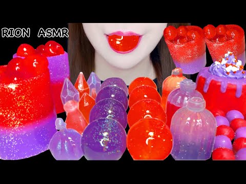 【ASMR】【咀嚼音 】PURPLE RED DESSERTS EDIBLE CUP POPPING BOBA MUKBANG 먹방 食べる音 EATINGSOUNDS NOTALKING