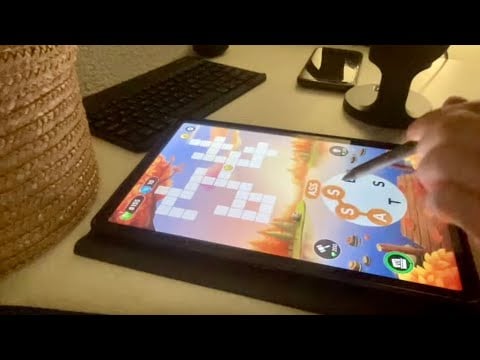 ASMR playing word puzzle on tablet (for studying, sleeping)