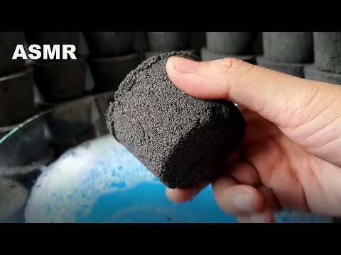 ASMR: Charcoal Cement Cups Crumble+Dipping in Water #279