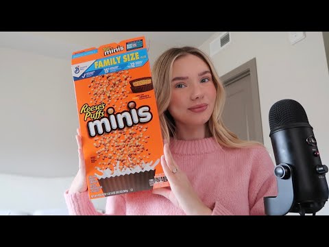 ASMR | eating cereal *crunchy sounds* Reeces Puffs Minis