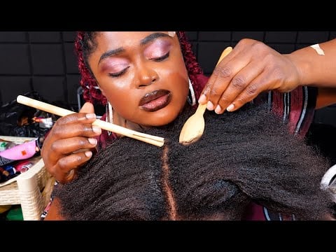 ASMR✨INTENSE Afro Comb Hair Parting,Toothbrush Scalp Scratching & Satisfying Scal check & Pulling