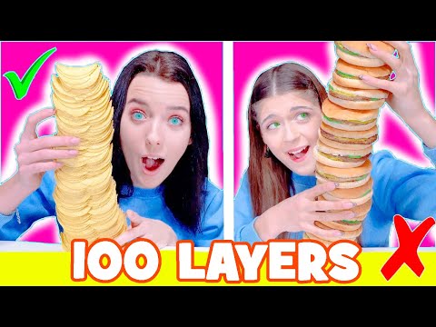 ASMR 100 Layers Food Challenge | Mukbang By LiLiBu