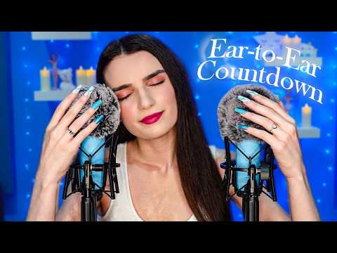 ASMR EAR TO EAR COUNTDOWN 💙 Close Whispers & Brain Massage to Help You Sleep 😴 2 MICS & Long Nails