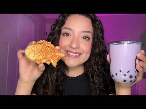 ASMR | Taiyaki & bubble tea 🧋💜