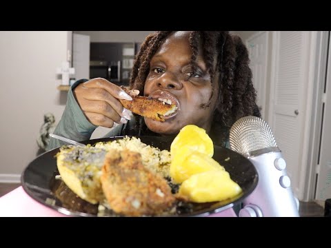 Trying Raw Jack fruit With Fried Hard Fish And Baked Rice ASMR Eating Sounds