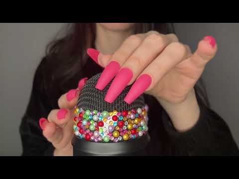 asmr bare mic scratching with fast hand movements, tongue clicking, and long nail tapping￼💫