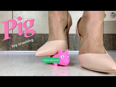 High Heels Crushing Things: Pea vs. Pig! Oddly Satisfying! ASMR
