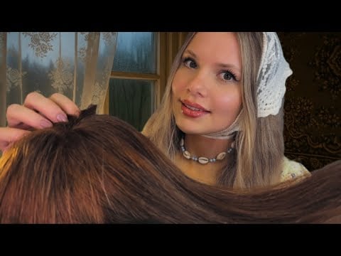 АСМР В ДЕРЕВНЕ • Подруга копается в твоих волосах 💆🏼‍♀️ (полное погружение + дождь) 