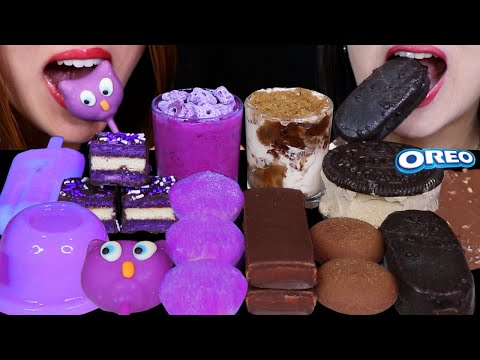 ASMR PURPLE OWL CAKE POP, SPRINKLE CAKE BITES, MOCHI ICE CREAM, BERRY DESSERT, OREO ICE CREAM, JELLY
