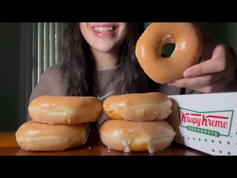 BEST KRISPY KREME GLAZED DONUTS ASMR EATING