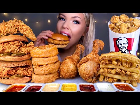 ASMR POPEYES VS KFC *MOST POPULAR FOOD* CHICKEN SANDWICH, FRIED CHICKEN, APPLE PIE, FRIES MUKBANG 먹방