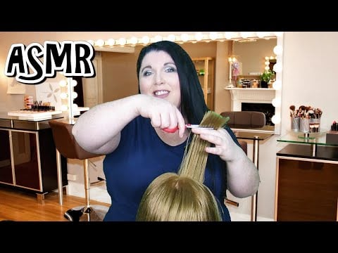 ASMR Haircut and Hair Brushing Real Hair Roleplay (Hair Play, Spraying, Combing, Scissors)