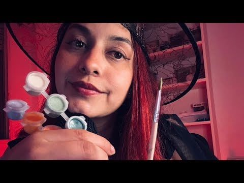 ASMR✨ Te maquillo de Catrina para Halloween 👻 🎃(Spit Paiting + Mouthsounds) ♥️✨