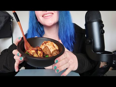 ASMR Eating Salmon, Potatoes & Veg (Eating Sounds)
