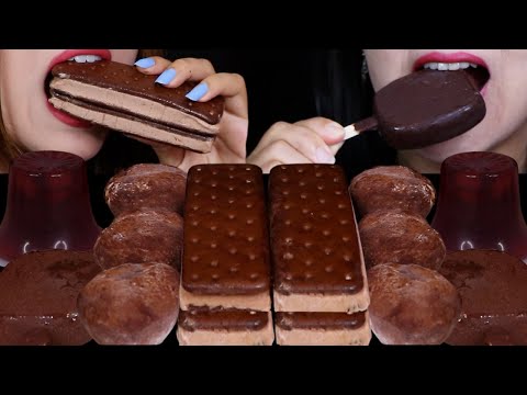ASMR CHOCOLATE SMORES MOCHI ICE CREAM, MINT CHOCOLATE DOVE ICE CREAM BAR, ICE CREAM SANDWICHES 먹방