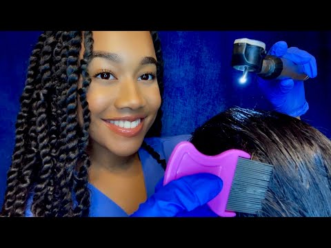 ASMR School Nurse Lice Check Role-play 🪲🔦 Lice Check Removal ASMR