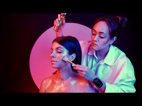 ASMR Perfectionist Editorial Photoshoot: Sleek Hair Styling, Glitter Makeup, Finishing Touches