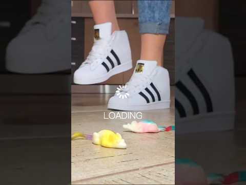 Crushing Food with Adidas Sneakers: Pea vs. Jellies! Oddly Satisfying! ASMR