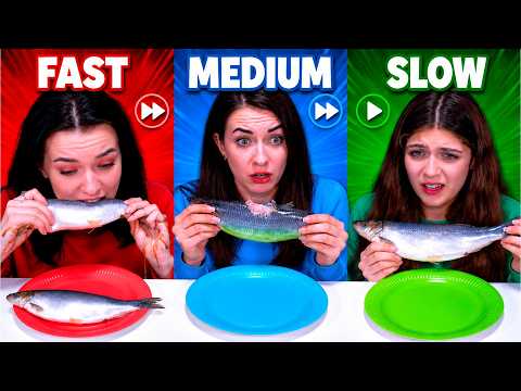 ASMR Fast, Medium or Slow Orange Candy Race Compilation
