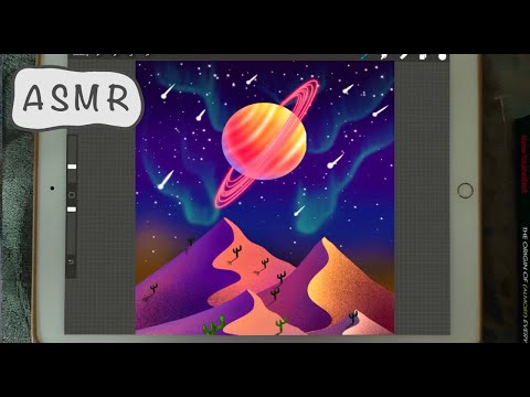 ASMR - Painting a simple illustration in Procreate - iPad Writing Sounds - Close Whispering