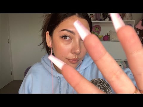 ASMR nail on nail tapping, hand movements and mouth sounds 💚 | Minimal Whispering