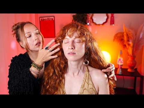 ASMR 70s hair perfecting straight in from the rain 🌧️ crunchy jacket, jewellery, soft spoken ✨