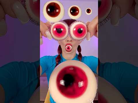 ASMR Giant Gummy Jelly Eyeballs  #mukbang #challenge #eatingsounds