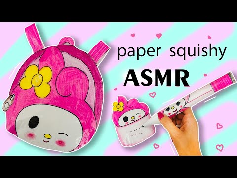 ASMR My Melody Squishy School Bag| Diy Paper Craft Ideas ✨ | Tutorial