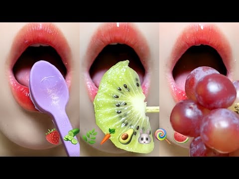 20 Minutes Asmr Eating Fruit Tanghulu Chocolate Jelly Honey Emoji Food 🍉🥕🌿