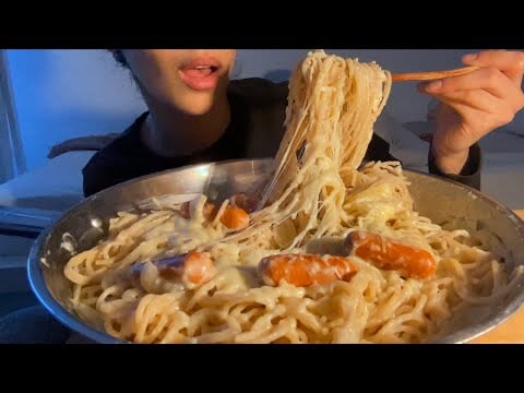 Cheese Pasta + Sausage 🍝 Mukbang ASMR | no talking
