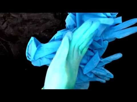Latex Gloves Layering with blue long gloves  [[ASMR]]