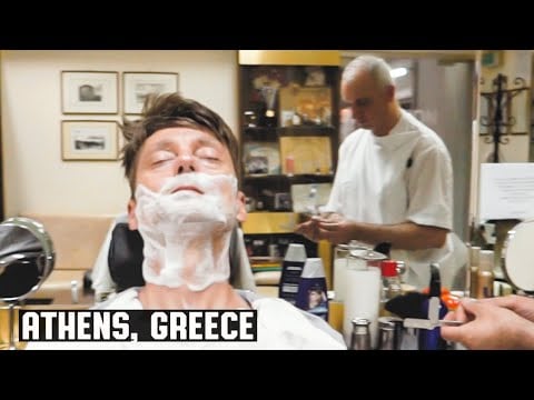 💈 Classic Old School Greek Barber Wet Shave | Pavlatos Traditional Barber Shop in Athens Greece