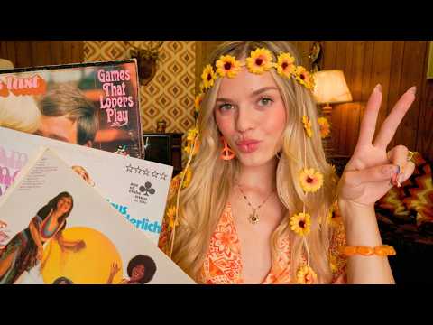 ASMR Groovy 70s Girl Next Door Roleplay 🌈🚌🌼 (record collection, comics, personal attention)