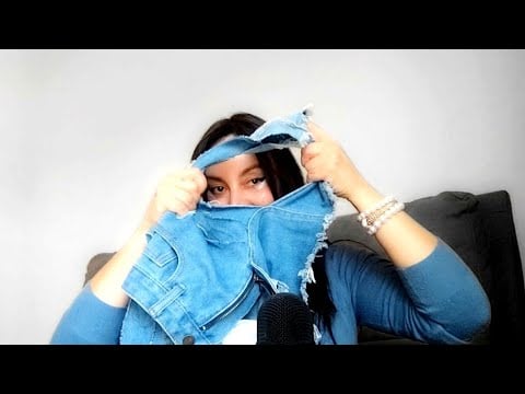 ASMR denim skirt - rubbing - scratching - ripping - fabric sounds 