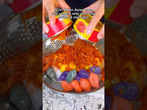 When Asian mom lets you eat only one bowl of rice at midnight… #food #eating #mukbang #rice #Recipe