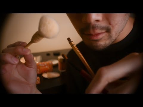 ASMR [白粉のお化粧] メイクアップ ロールプレイ Doing Your  Makeup Roleplay