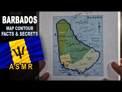 ASMR: Map of BARBADOS Island tracing with facts | Main CITIES less known facts | ASMR maps and facts