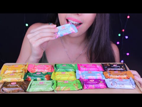 ASMR EXPERIMENTANDO KITKATS DE VÁRIOS SABORES (EATING SOUNDS)